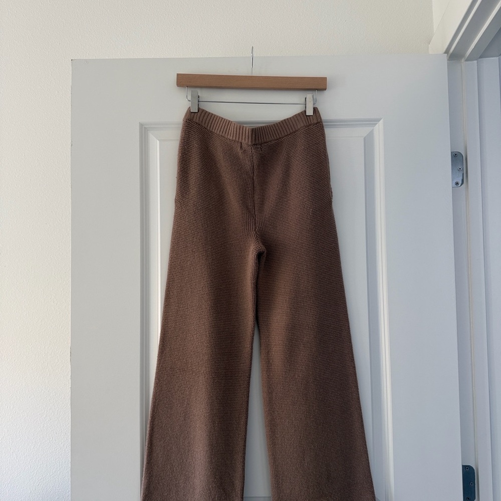 Sincerely Jules Wide Leg Knit Pants in Brown